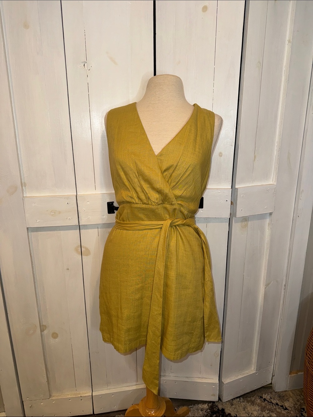 Sunday In Brooklyn Anthropologie Yellow Sleeve Faux Wrap Dress